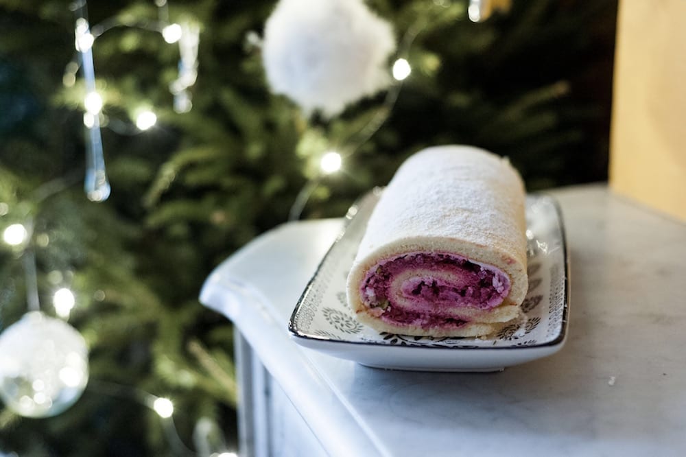 gâteau roulé framboise pistache