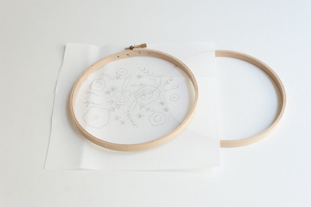 cadre broderies fleurs