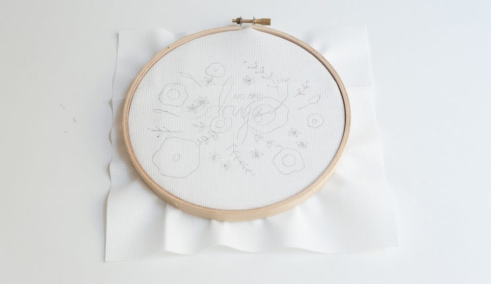 cadre broderies fleurs