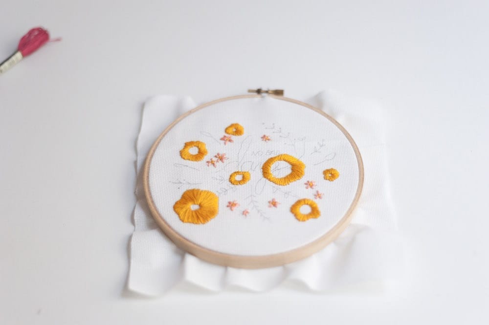 cadre broderies fleurs